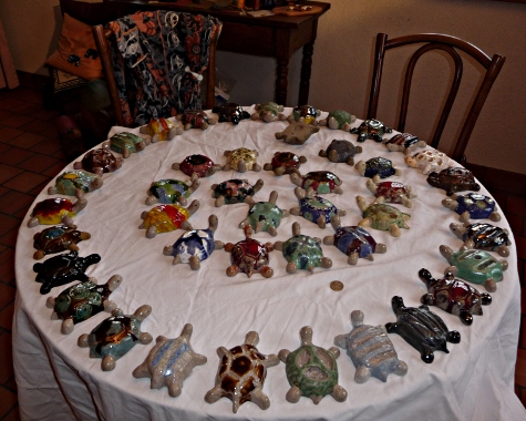 tortues de salon _ spirale numérotée 1 à 17 au centre 