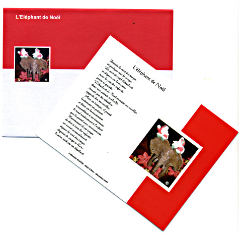 duo carte + enveloppe elephant de noel