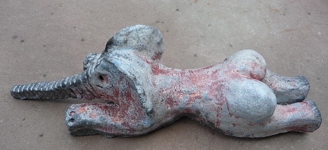 "Joséphine" éléphant raku sculpture © Michèle Ruffin