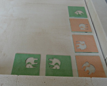 Poudre elephants rouge et vert avant cuisson