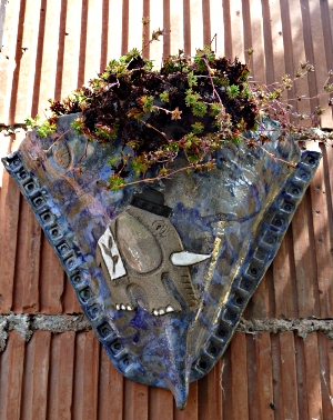 Cache pot - applique murale thème "Jean l'éléphant"