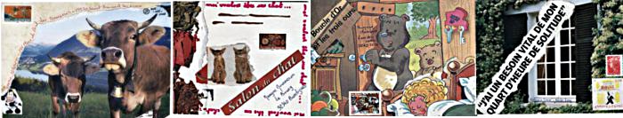 reponses art postal thème vache,chat, ours, fenêtre